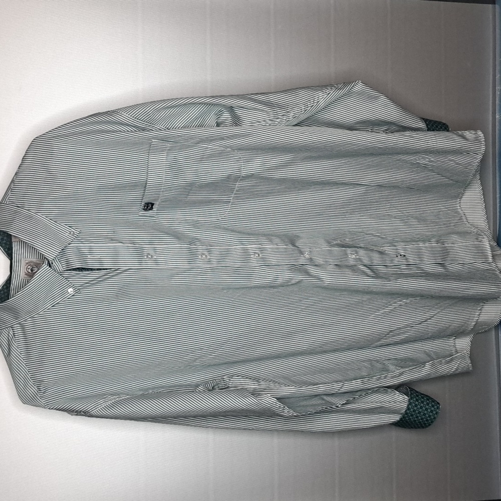 Cinch Men's Green Striped Button Down Shirt